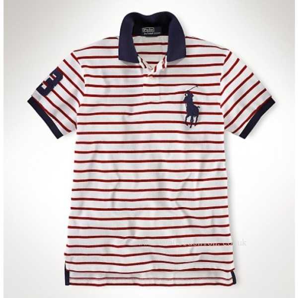 Ralph Lauren Black Big Pony Leisure Light Winered Stripe Polo(Promotions ,Natural,Send Coupons,elastic cuff)